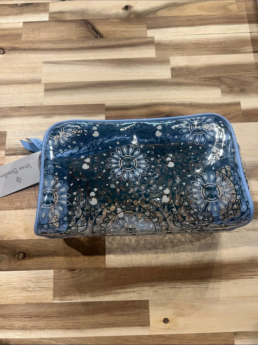 Vera Bradley Blue Floral Medallion Clear Cosmetic Pouch